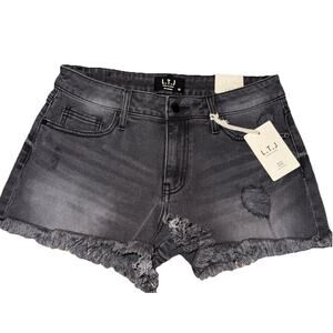 Letter To Juliet L.T.J Los Angeles Black Denim Cut Off Shorts Distressed NWT
